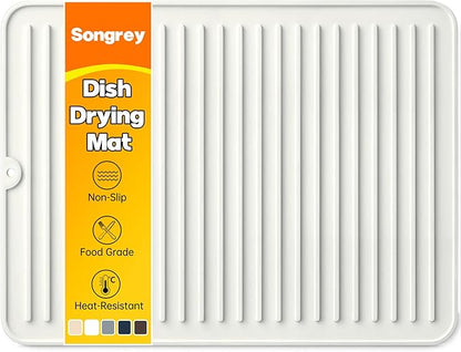 Songrey 16" x 12" Silicone Dish Drying Mat, Kitchen Counter Drying Pad