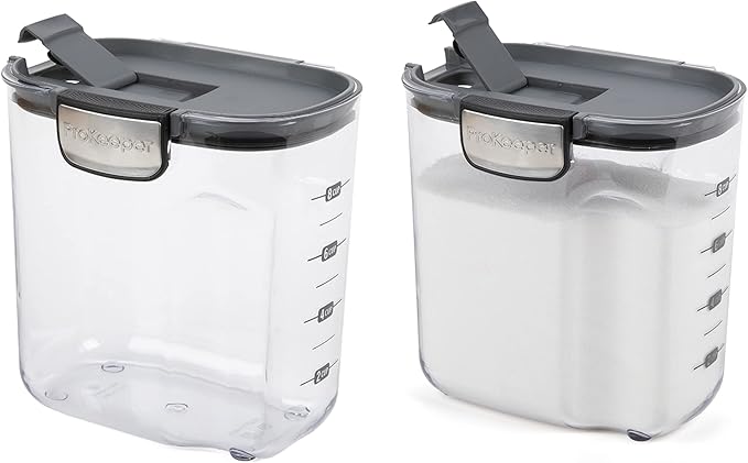 Progressive International ProKeeper+ Clear Plastic Airtight Food Baker's Kitchen Storage Organization Container Canister Set with Magnetic Accessories, 2- Piece Set (Sugar 2.5-Quart)