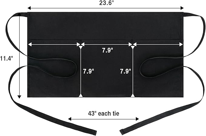 BOHARERS Cotton Server Aprons 3 Pack Waiter Waitress Apron Short Apron