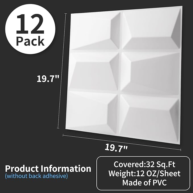 Art3d Decorative 3D Wall Panel, 32 Sq.FT PVC Interior Wall Decor