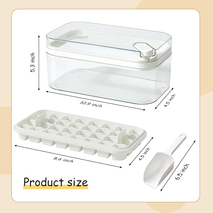 Ice Cube Tray with Lid and Bin, 2 Pack