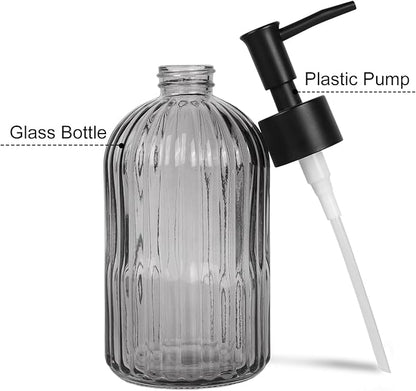 14Oz Black Pump Glass Soap Dispenser,