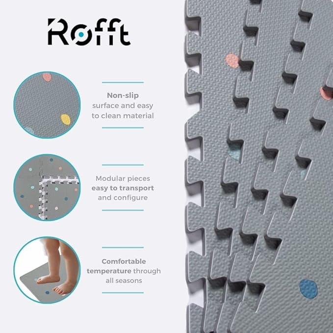 Soft Non-Toxic Baby Play Mat XXL, Toddler Playmat, Colorful Jigsaw Puzzle PlayMat, Tiles 24 x 24 Foam Floor Mats for Kids & Babies | EVA Foam Interlocking Tiles for Nursery, Playroom (Grey 9 PCS)