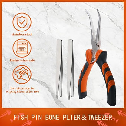 Fish Bone Pliers Tweezers 3pcs Fish Deboning Tools for All Kind of Fish Stainless Steel (3pcs)
