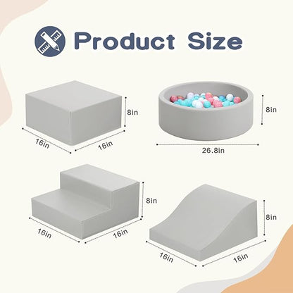 Foam Climbing Blocks for Toddler: with 4-Piece PU Leather Climbing Toys and a Ball Pit - Foam Ball Pit for Toddlers - Climbing Toys Indoor for Kids Crawling