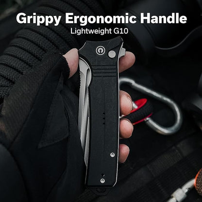 CIVIVI Neurohaptic Pocket Knife for EDC, Folding Knife with 3.74'' Nitro-V Blade G10 Handle, Reversible Clip, Gift for Men Women C23080-2