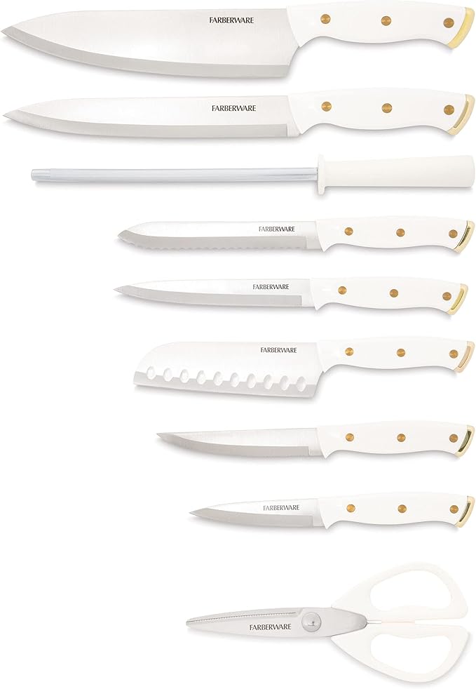 FARBERWARE 15-Piece Knife Block Set, Triple-Riveted High-Carbon Stainless Steel