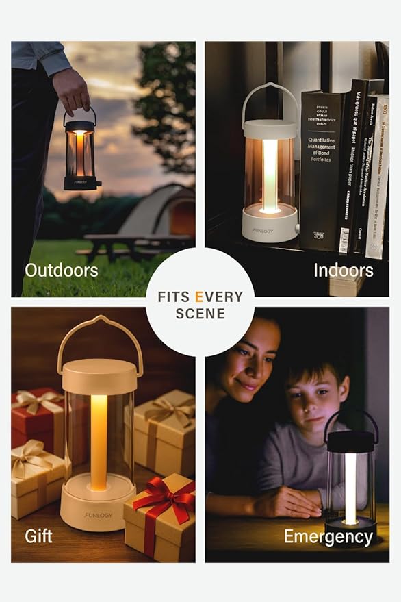 Lantern - Rechargeable LED Camping Lantern, Vintage 360° Dimmable Light , 4000mAh Power Bank, High CRI 95, IPX4 Water-Resistant, Portable for Home, Emergency, Outdoor, White
