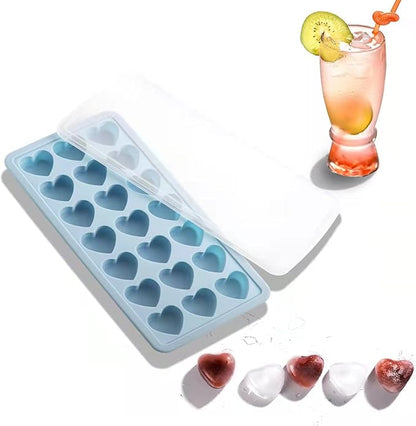 Heart Shape Ice Cube Tray, 21 Holes Silicone Ice Cube Mold