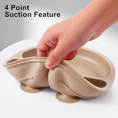 Eascrozn Silicone Baby Feeding Set, 2 Pack Divided Baby Plates