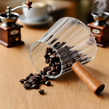 Wooden Handle Coffee Cup with Scale, Espresso Accessories Double Scale Glass