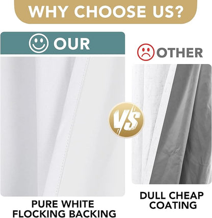 H.VERSAILTEX Pure White Curtains 96 inches Long, 100% Blackout Curtains