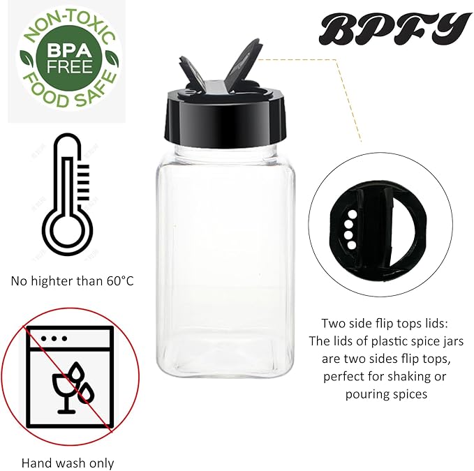 24 Pack 4oz Clear Plastic Spice Jars