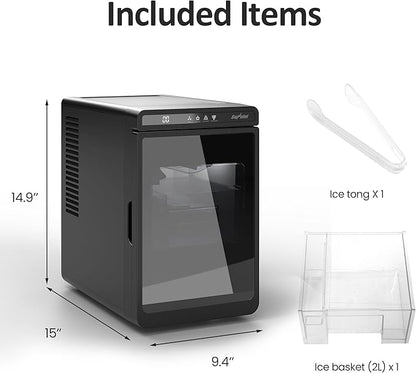 Crystal Clear Ice Maker, Compact Countertop Ice Machine, 3 x 1.6 Ice Cubes