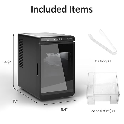Sunvivi Clear Ice Maker, Compact Countertop Ice Machine, Fast 10-Min Ice