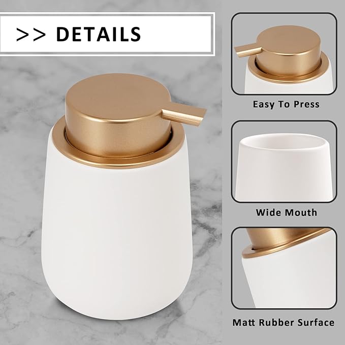 Soap Dispenser Ceramic with Easy-to-Press Pump Hand Lotion Liquid Dispenser