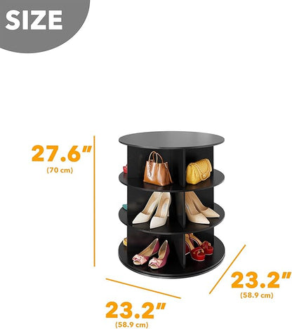 SpaceAid 3 Tier Rotating Shoe Rack Tower, Spinning Shoe Display Lazy Susan