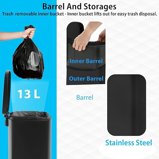 BestMassage 13 Gallon Stainless Steel Trash Can