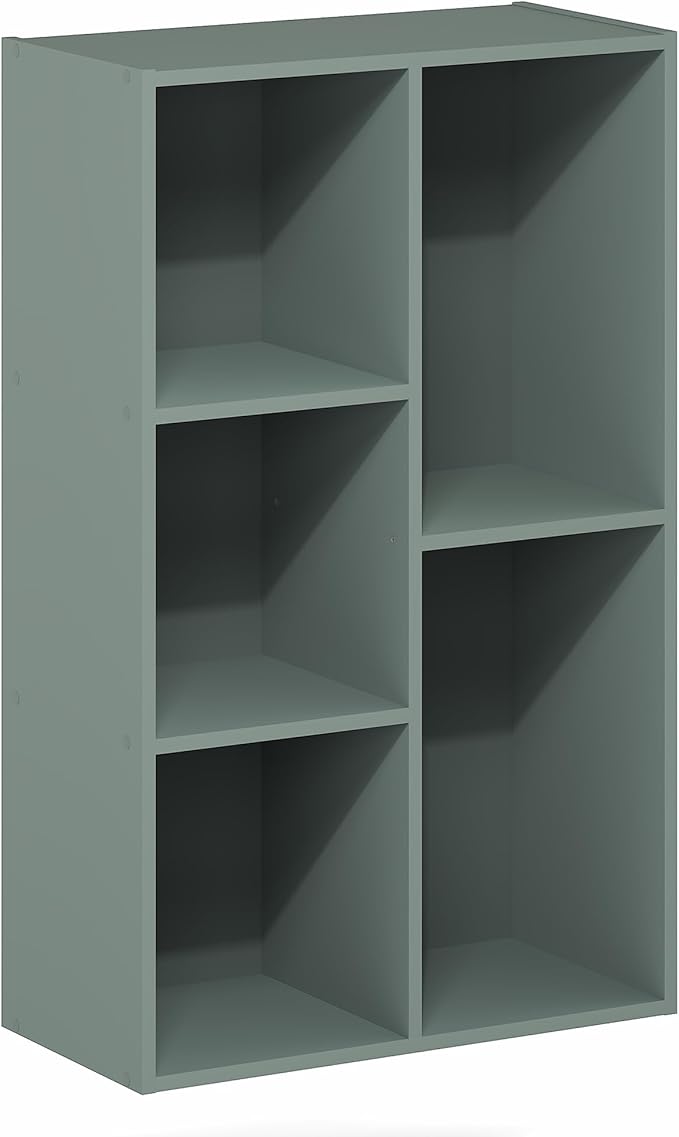 Furinno LUDER Book Shelf, 5-Cube Bookshelf, Reversible Bookcase, 9.4 x 19.5 x