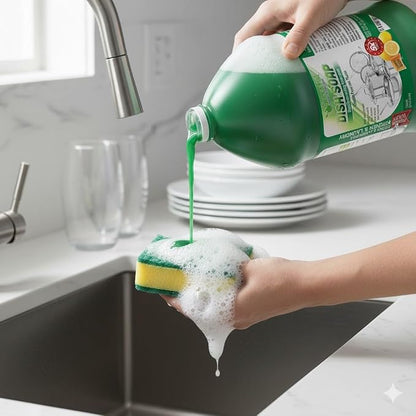 GreenFist Dish Soap Ultimate Kitchen Kit – Pump, Towel, Sponges & Scrubbers, Complete Cleaning Bundle – 1 Gallon, Lemon Scent (1 Gallon + Ultra Scrubber & Sponge)