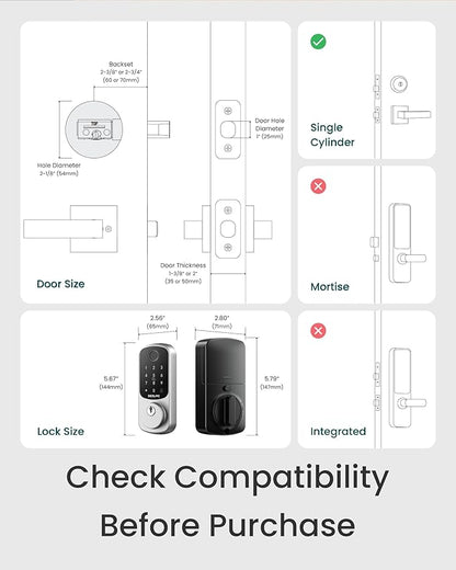 DESLOC Smart Door Lock B200, Smart Deadbolt Lock, Keyless Entry Door Lock