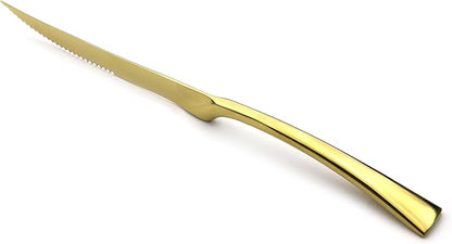 5-Piece 18/10 Stainless Steel Serrated Steak Knife Flatware Set, Mirror Polishing Gold, Service for 1