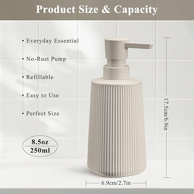 Beige 2 Pack Hand Soap Dispensers Set