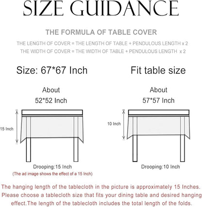 patdrea Designer Blue Square Tablecloth Table,Vintage Linen Leaves Floral Pattern Floral Tablecloths,French Table Cover Cloth Fall Decor for Kitchen Dining Christmas,Thanksgiving,67"x67"-Ivar B