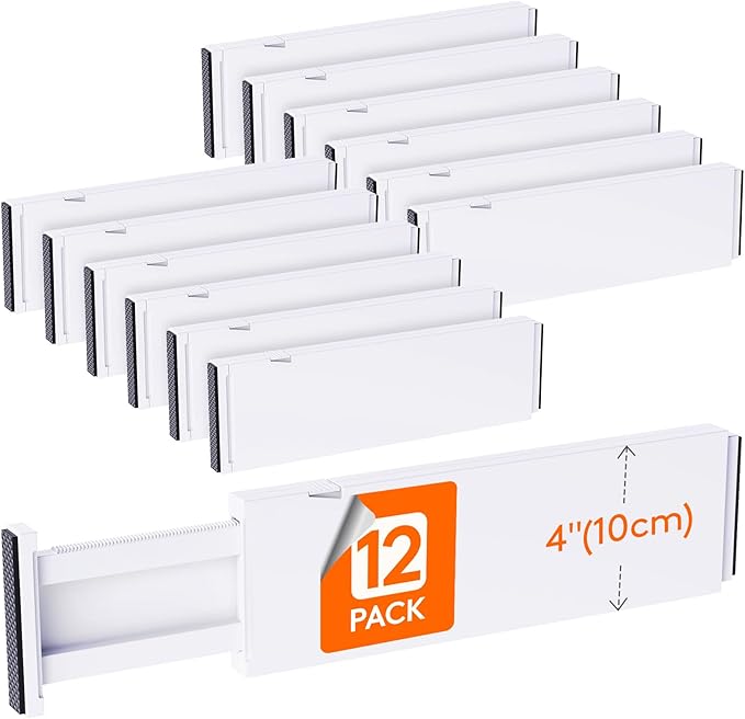 Lifewit 12 Pack 4" High Drawer Dividers 34-56cm/13.5-22" Adjustable Drawer