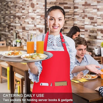 Jubatus 4 Pack Bib Aprons with 2 Pockets Cooking Chef Kitchen Apron