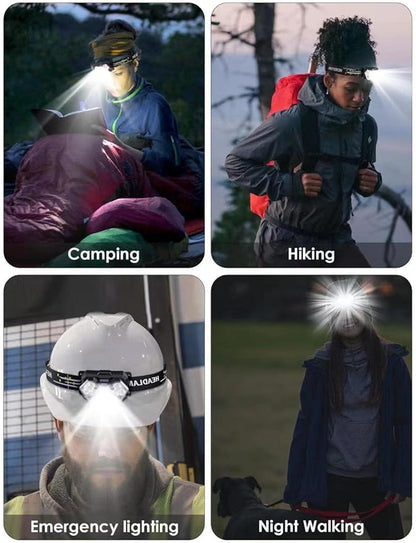 9 LED Headlamp Battery Powered, 2 Packs 2000 Lumens Headlight, 6 AAA Batteries Included, 6 Modes, Lightweight and Adjustable, IPX5 Waterproof Head Lamp for Camping, Outdoor, Running
