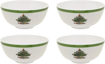 Spode Christmas Tree 12-Piece Melamine Dinnerware Set - Seasonal Dinnerware for Holiday Gatherings, Service for 4, Dishwasher Safe with Festive Christmas Tree Motif, Shatterproof & Durable Dishes