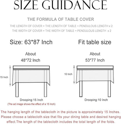patdrea Designer Vintage Linen Rectangle Table Cloth,Floral Leaves Pattern Anti-Wrinkle Green Tablecloth,Decor Table Cover for Kitchen Dining Christmas,Party,Thanksgiving,63"x87"-Cecilia D