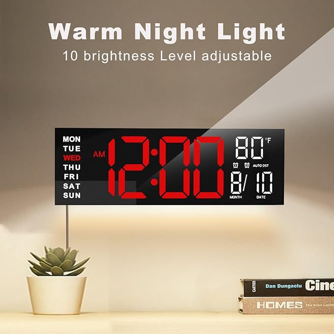 JALL 16" Large Digital Wall Mount Clock, Count Down Timer, Big LED, RGB Color