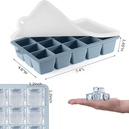 Silicone Ice Cube Tray 2 Pack, HANCELANT Ice Cube Mold, Ice Trays