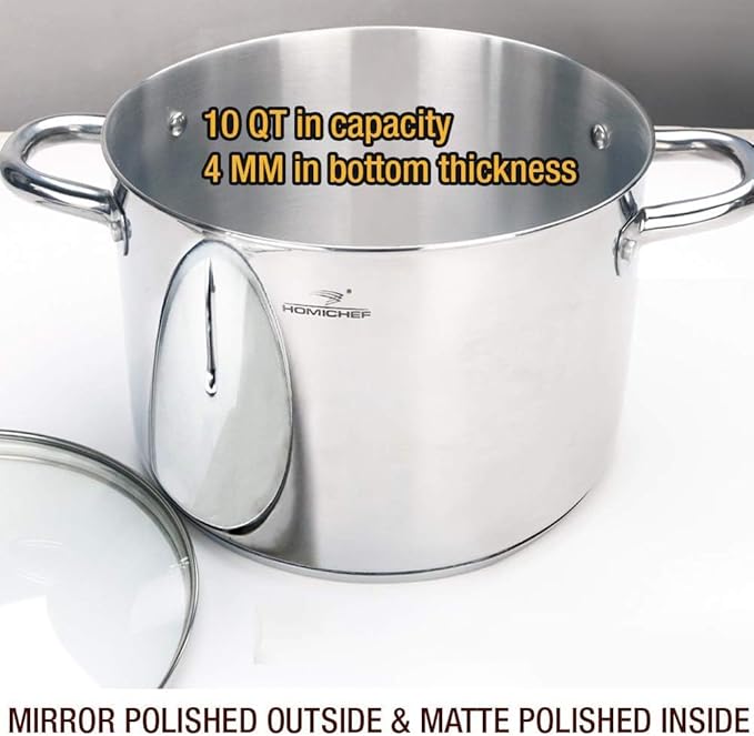 HOMICHEF 10 Quart Stock Pot