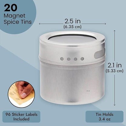 Juvale 20-Pack Magnetic Spice Jars