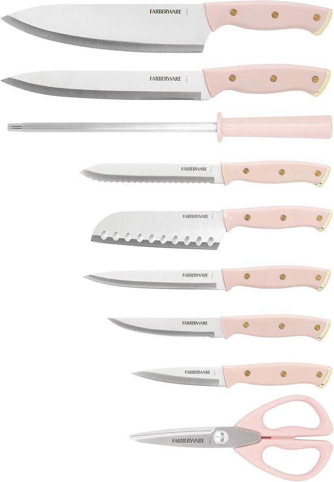 Farberware 15-Piece Triple Riveted Acacia Knife Block Set, High