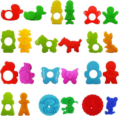 FRIMOONY Dough Tools Set for Kids, Various Plastic Animal Molds, Rolling Pins