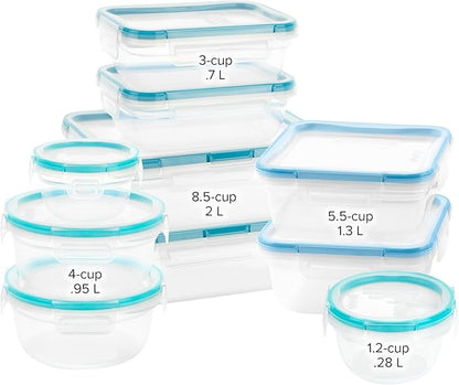 Snapware Total Solutions (10-Pack, Mixed Sizes) Plastic Food Storage Containers Set, Airtight & Leakproof Locking BPA-Free Lids Tupperware, Freezer Dishwasher Microwave Safe