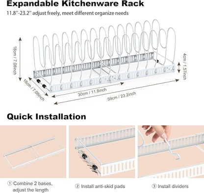 Housolution 2 Pack Pot and Pan Organizer, Pan Lid Holder Storage Rack