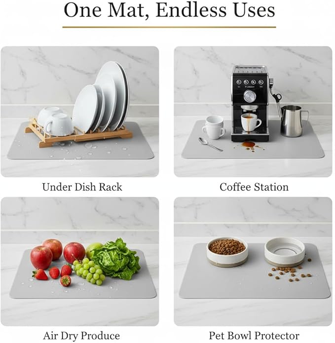 Dish Drying Mat Super Absorbent – 17" x 31" Coffee Mat