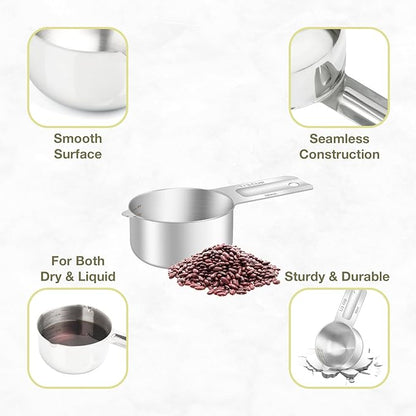 2PCS 1/3Cup Single Measuring Cup, Etched Inner Scale Stainless Steel Measure