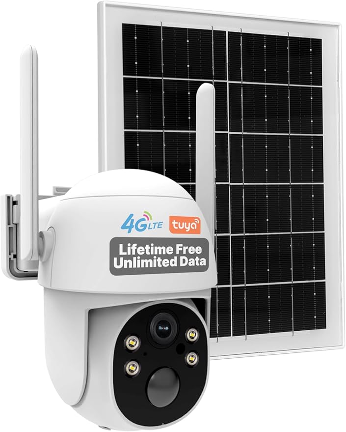 MOES 4G LTE Cellular Solar Security Camera, Lifetime Free Unlimited Data 2K
