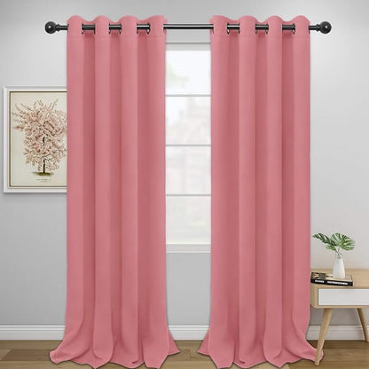 Easy-Going Blackout Curtains for Bedroom, Solid Thermal Insulated Grommet and