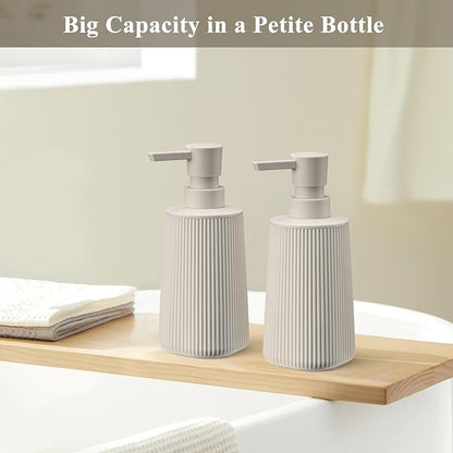 Beige 2 Pack Hand Soap Dispensers Set