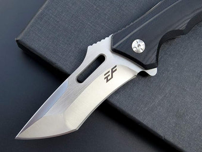 Eafengrow EF908 Pocket Knife Sanding Finished D2 Steel Blade G10 Handle Pocket Clip and Liner Lock with Titanium Coating Tactical Camping Survival Tool Knives (BLACK)