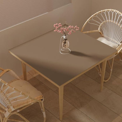 Leather Table Cover,1.8mm Thick,40x40 Inch Table Protector,Table Protector for Dining Room Table,Dining Table Cover,Table Cover Protector.(Mud Color+Champagne Gold,40x40)