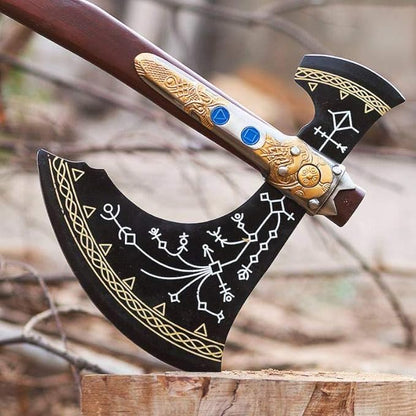 WAZIR Crafts 35" Handmade Kratos Viking Axe, God of War, Viking Axe, Cosplay Axe, Cosplay Armor, Cosplay Weapon, Prop, Replica, Kratos Weapon, (WCA-026)