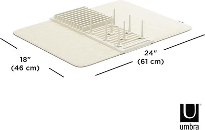 Umbra Udry Dish Rack with Movable Pegs and Microfiber Drying Mat – Space-Saving